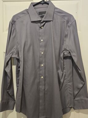 Calvin Klein Non Iron Dress Shirt Gray Long Sleeve Button Front 16 1/2 32 33